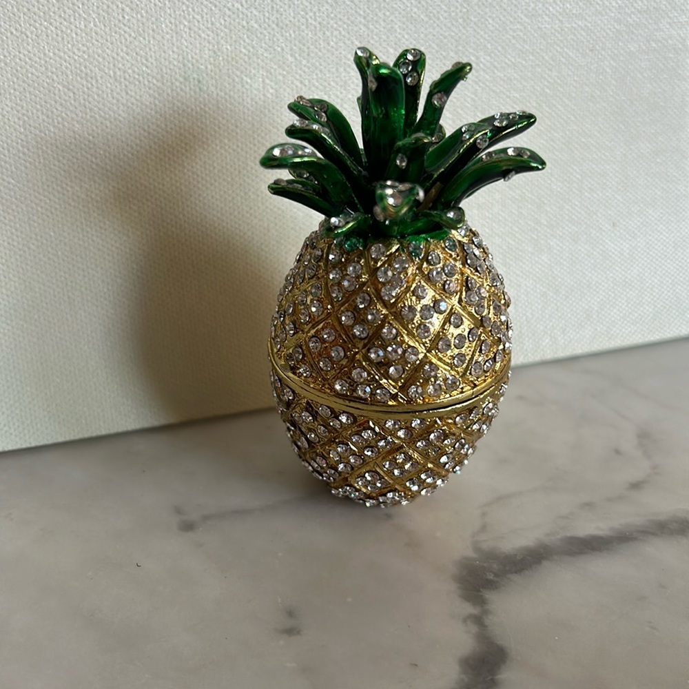Pineapple bejeweled pill box